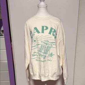 Sweet Claire Ivory and Teal Capri Sweatshirt
